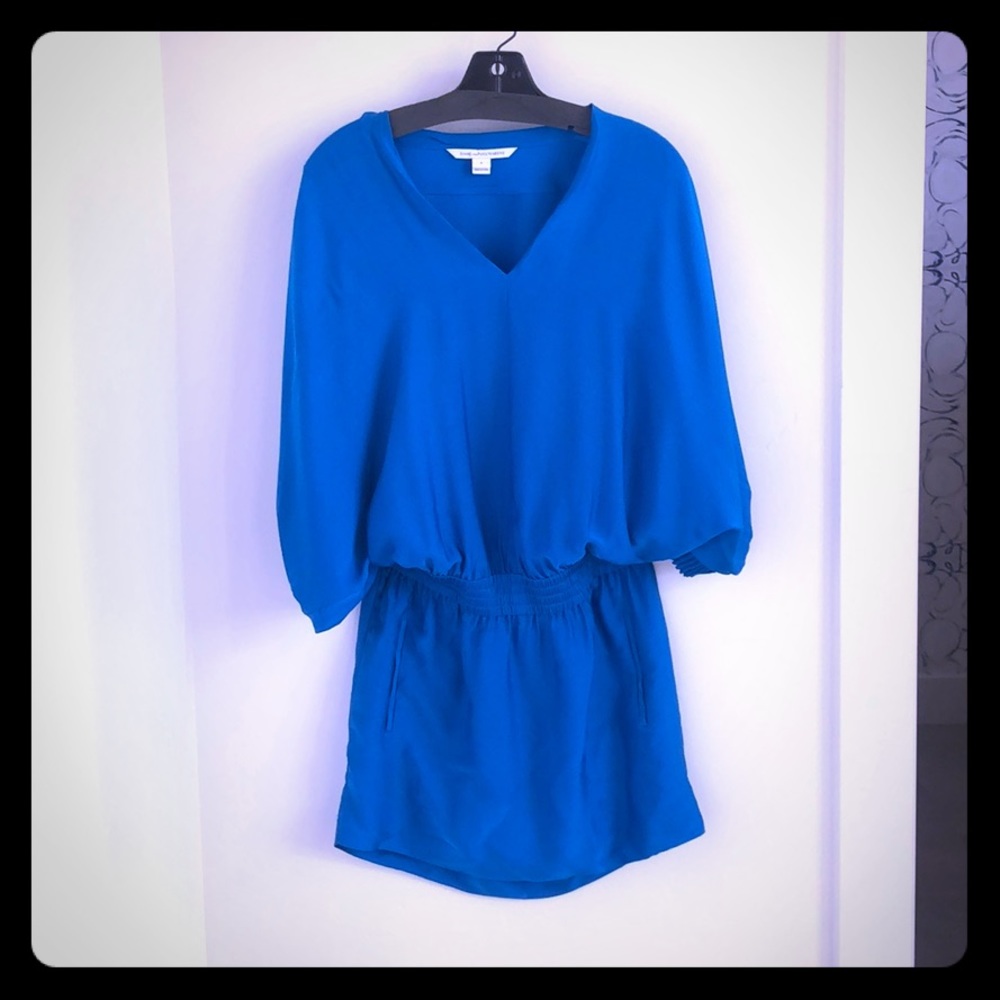 Diane Von Furstenberg blue silk romper dress